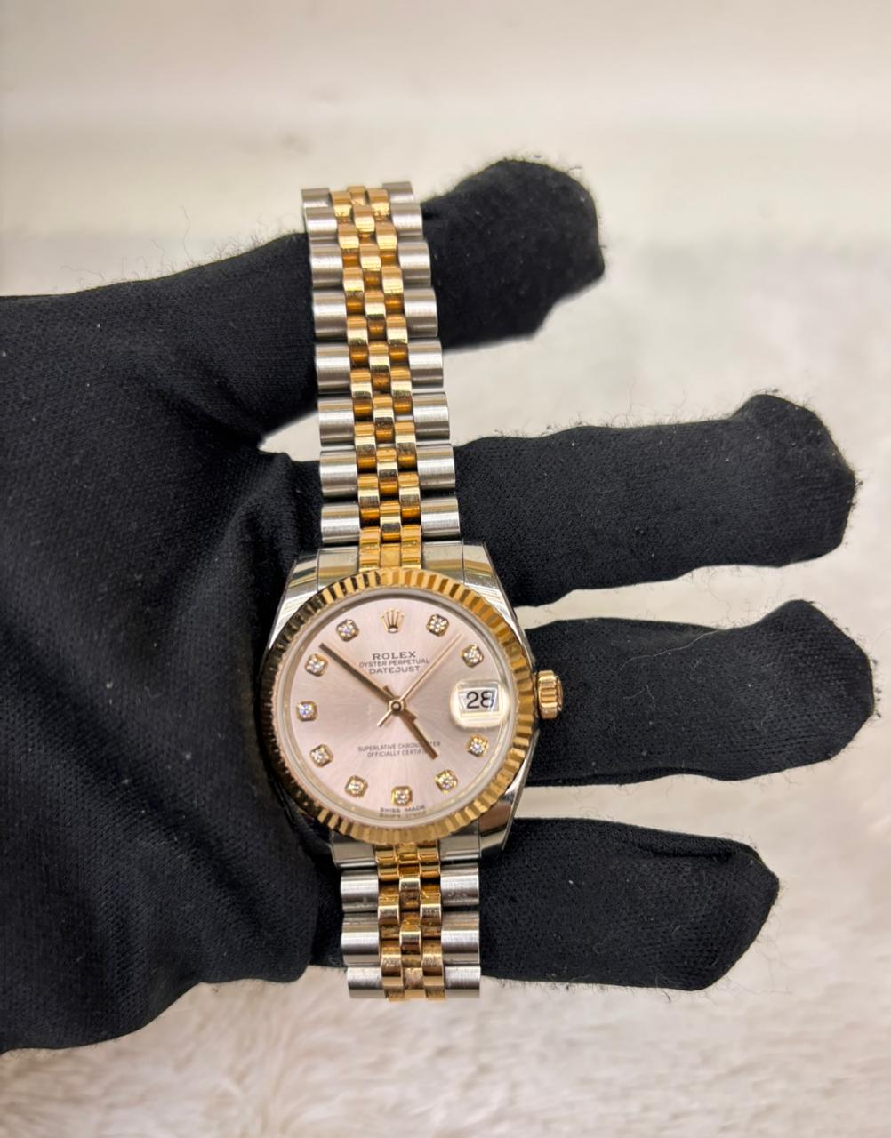 Rolex Oyster Perpetual Datejust 31mm Diamond Dial 2 Tone Rose Gold Jubilee 2019
