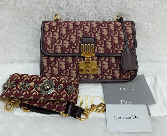 Dior Addict Flap Oblique Maroon GHW 2018