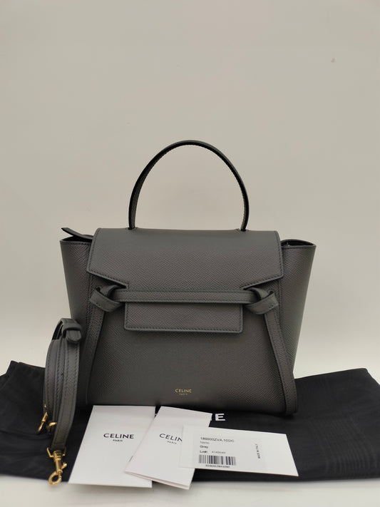 Celine Nano Belt Grained Grey GHW 2022