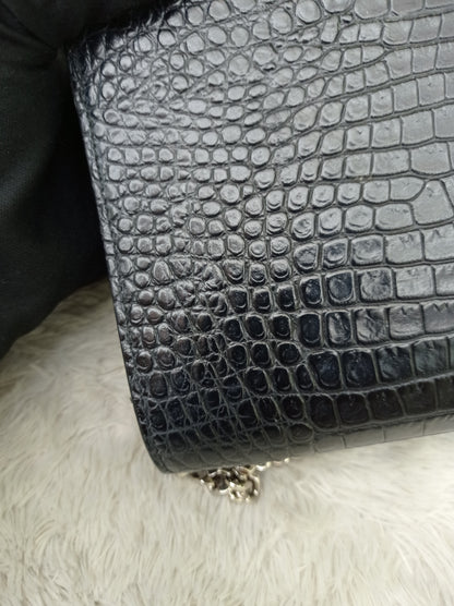 YsL Kate Tassel Medium Croco Embossed Black SHW 2018