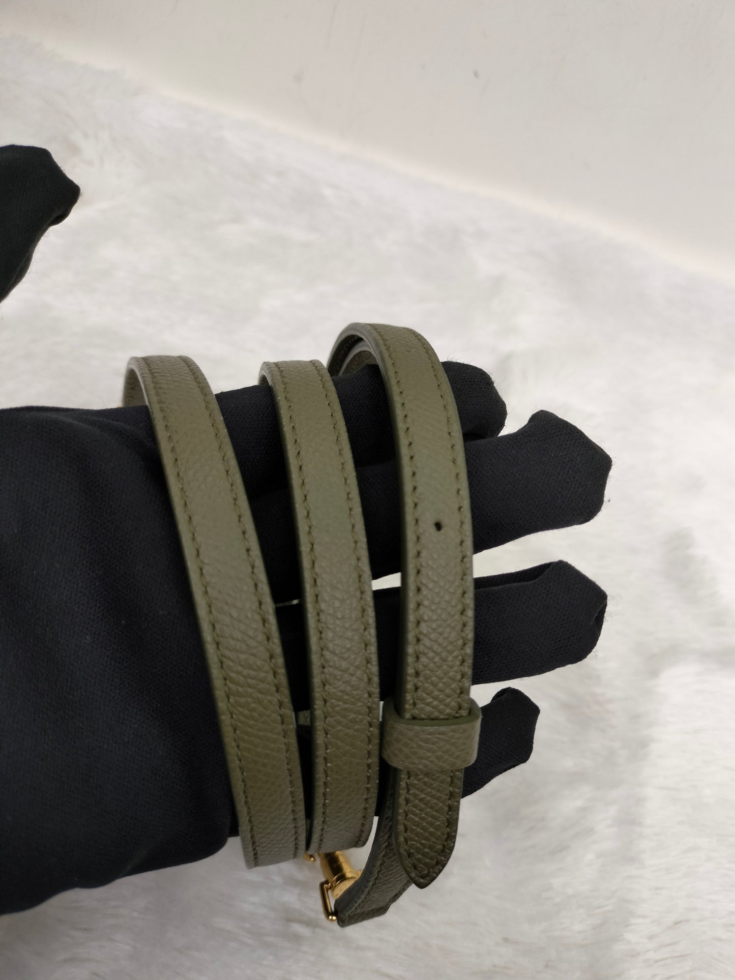 Celine Nano Belt Grained Green Army GHW 2019