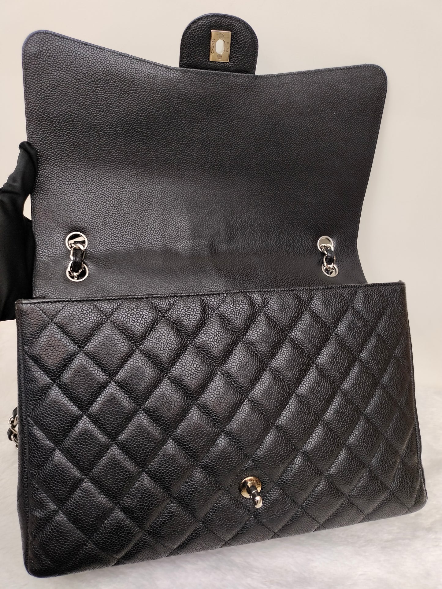 Chanel Maxi Caviar Black SHW SF #13