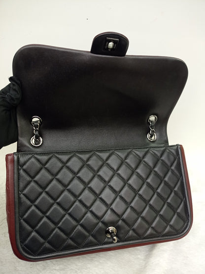 Chanel Twist Flap Large Lamb Black Burgundy SHW #18