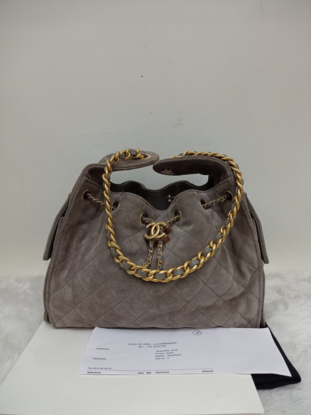 Chanel C25 Small Suede Grey GHW 2025 (CHIP)
