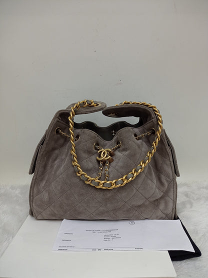 Chanel C25 Small Suede Grey GHW 2025 (CHIP)
