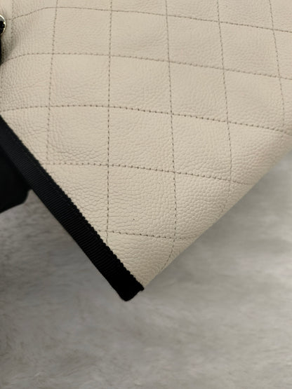 Chanel Flap Caviar White Black SHW #25