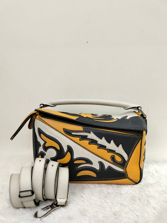 Loewe Puzzle Small Cowboy Black Yellow White SHW 2019