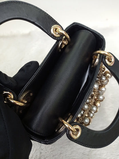 Lady Dior Mini Lamb Pearl Embellished Black GHW 2010