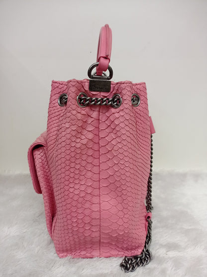 Chanel Urban Luxury Drawstring Backpack Python Pink RHW #22