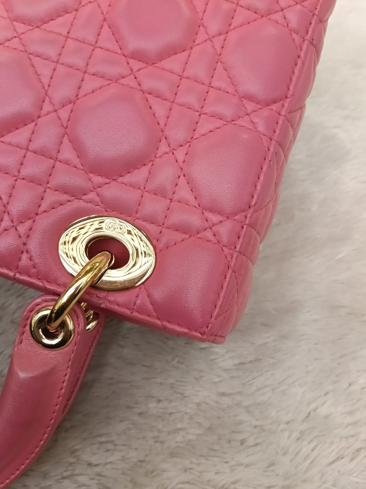 Lady Dior Small Lamb Fuchsia GHW 2018