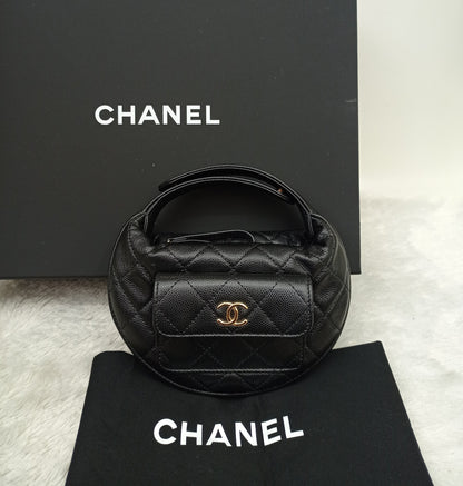 Chanel Polly Pocket Pouch Hobo Caviar Black GHW (CHIP)