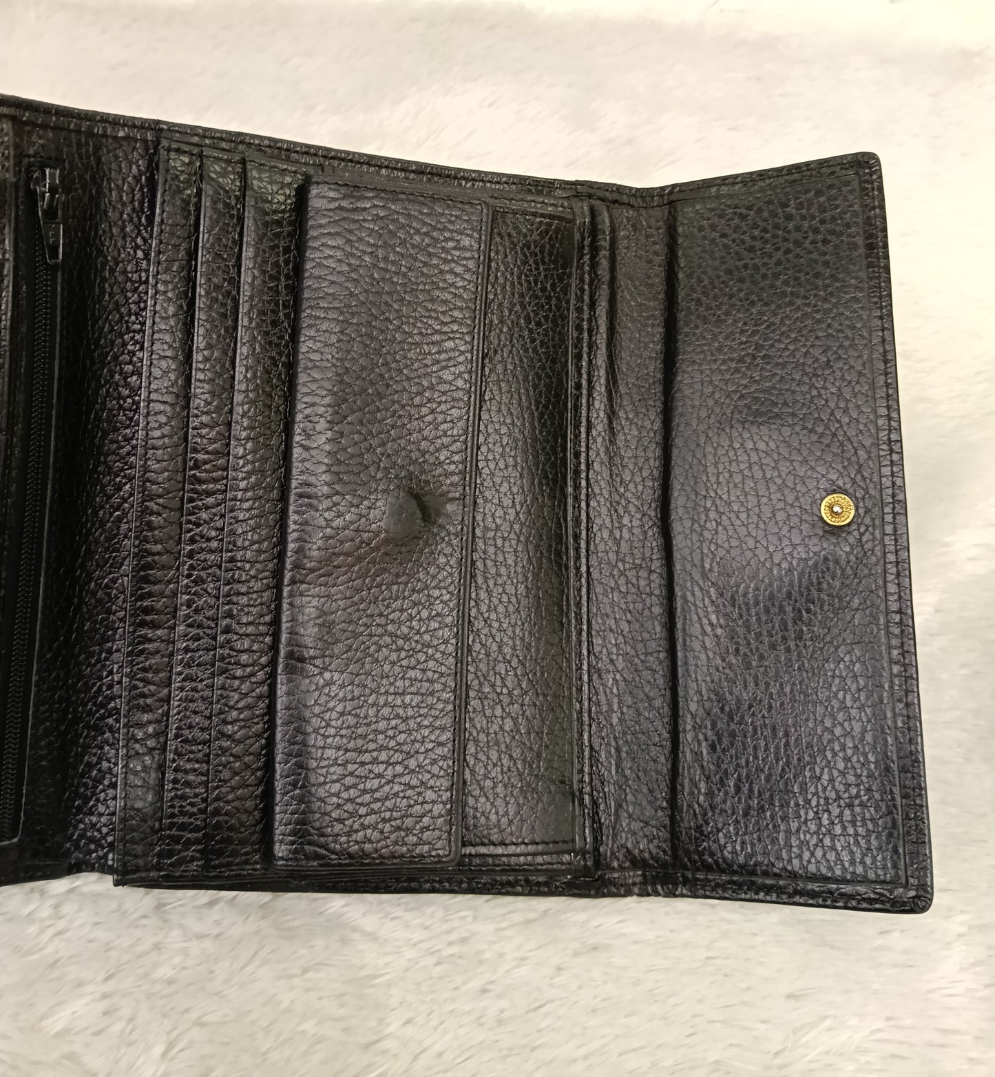 Gianni Versace Medusa Trifold Wallet Grained Black GHW
