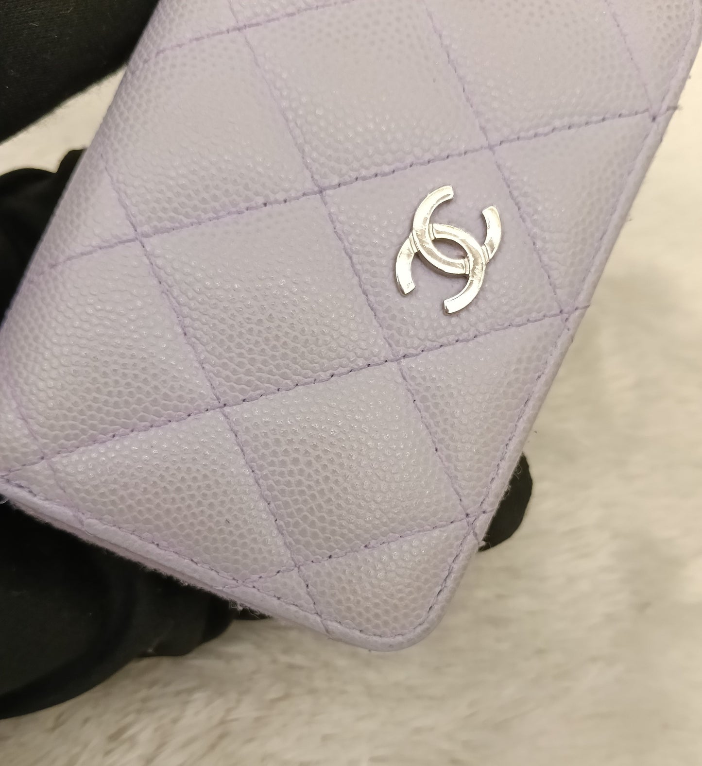 Chanel Zip Around Coin Wallet Purse Caviar Light Purple SHW #31