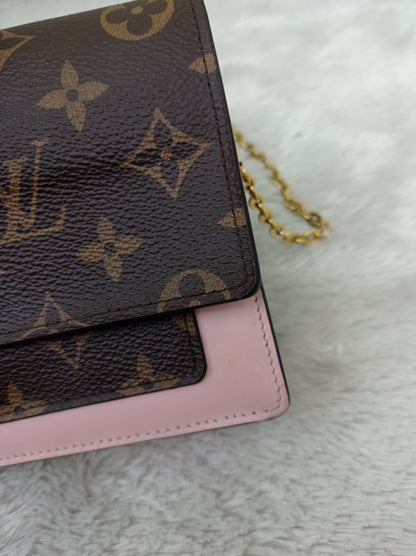 LV Flore Chain Wallet Monogram Rose Ballerine 2020