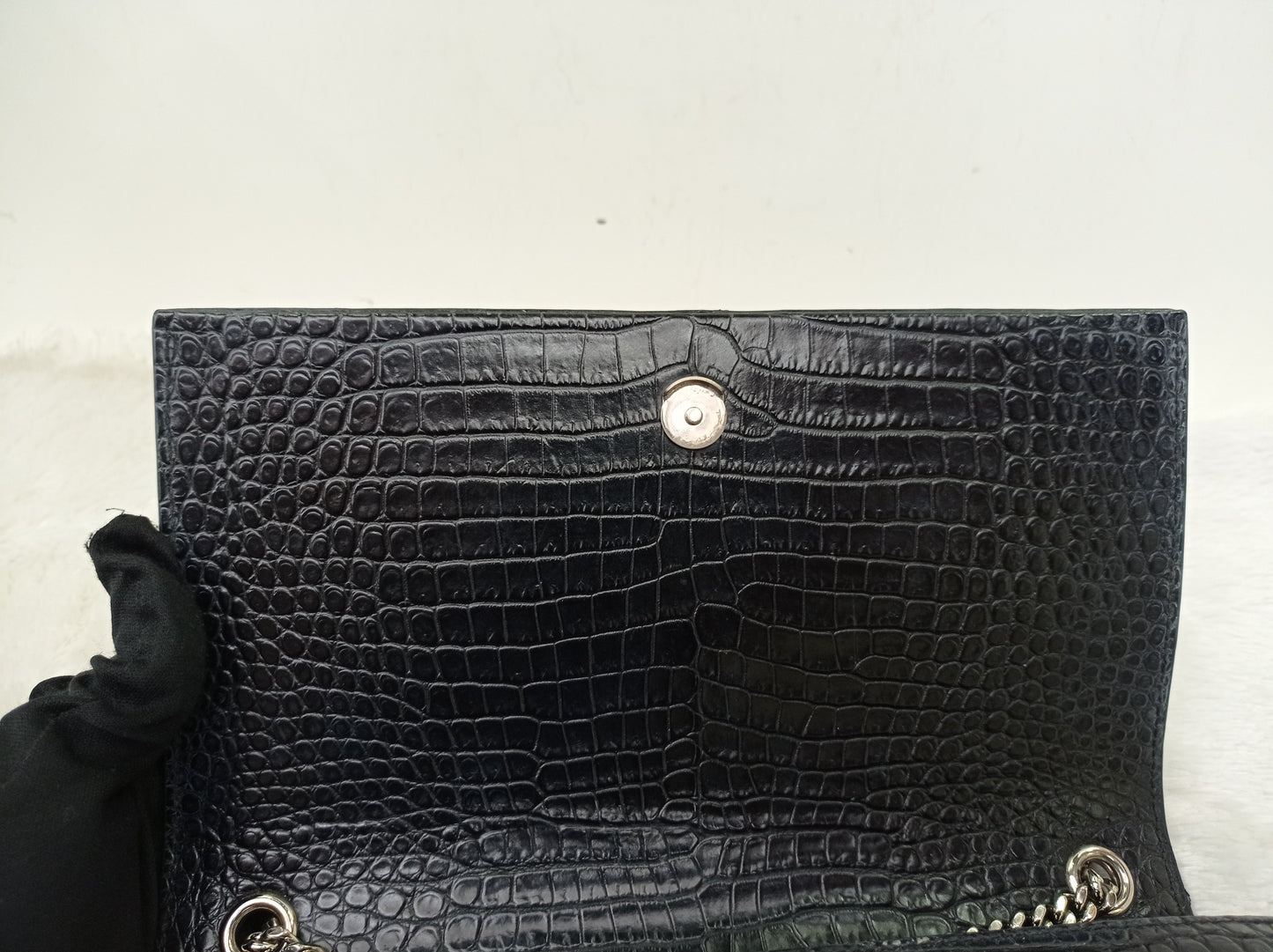 YsL Kate Tassel Medium Croco Embossed Black SHW 2018