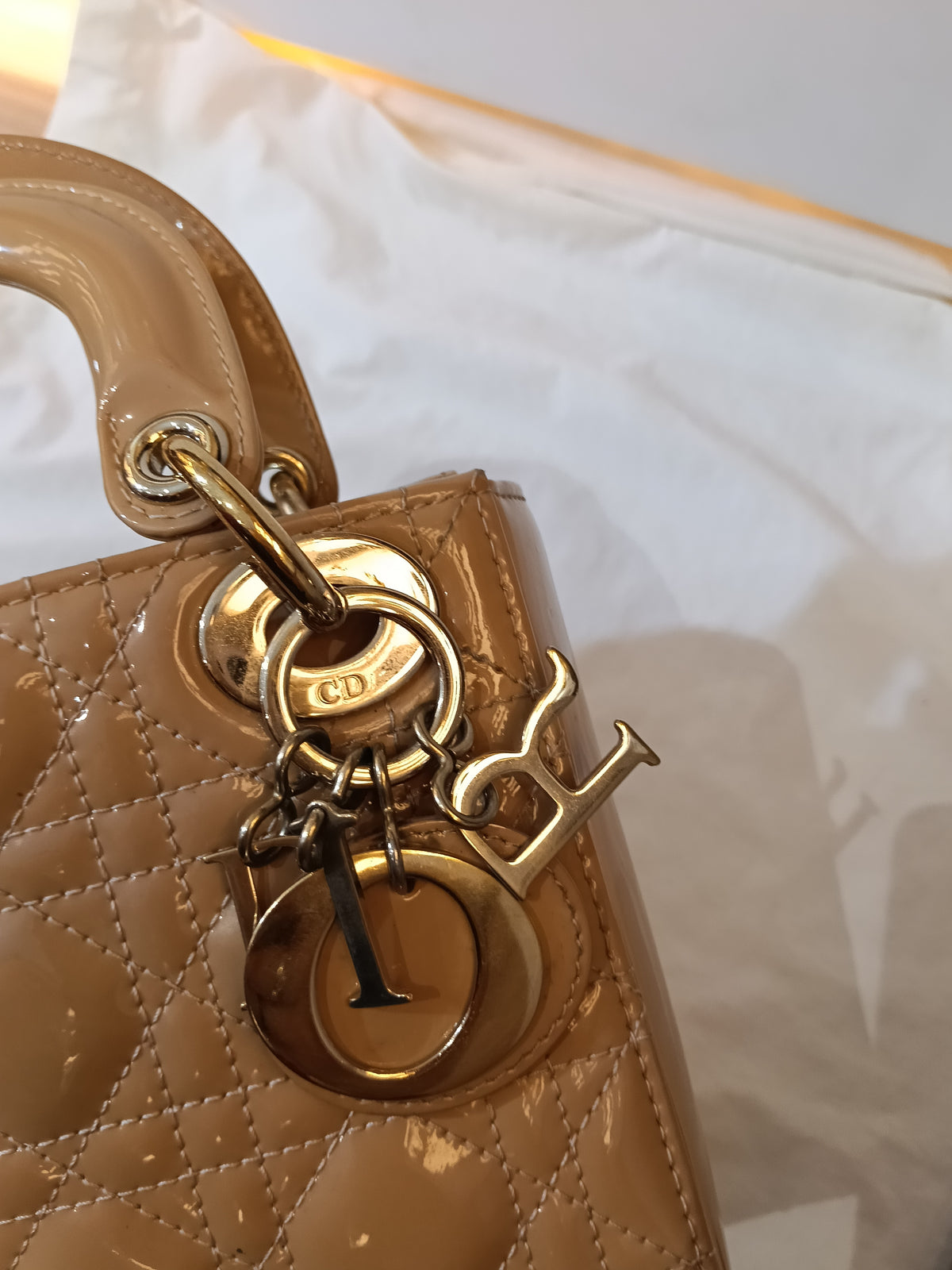 Lady Dior Mini Patent Nude GHW 2022
