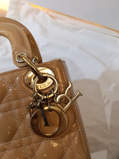 Lady Dior Mini Patent Nude GHW 2022