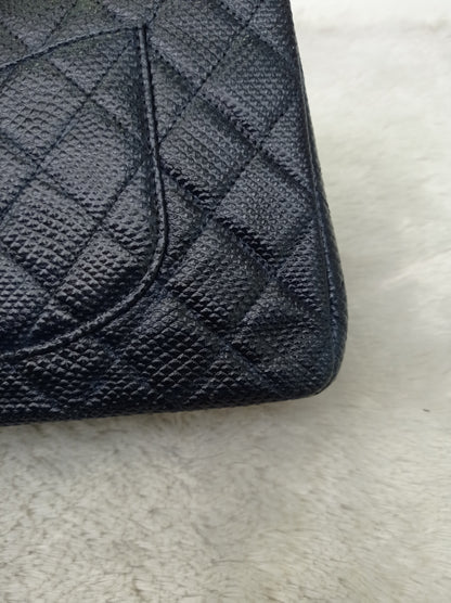 Chanel Medium Karung Snake Skin Navy SHW DF #14