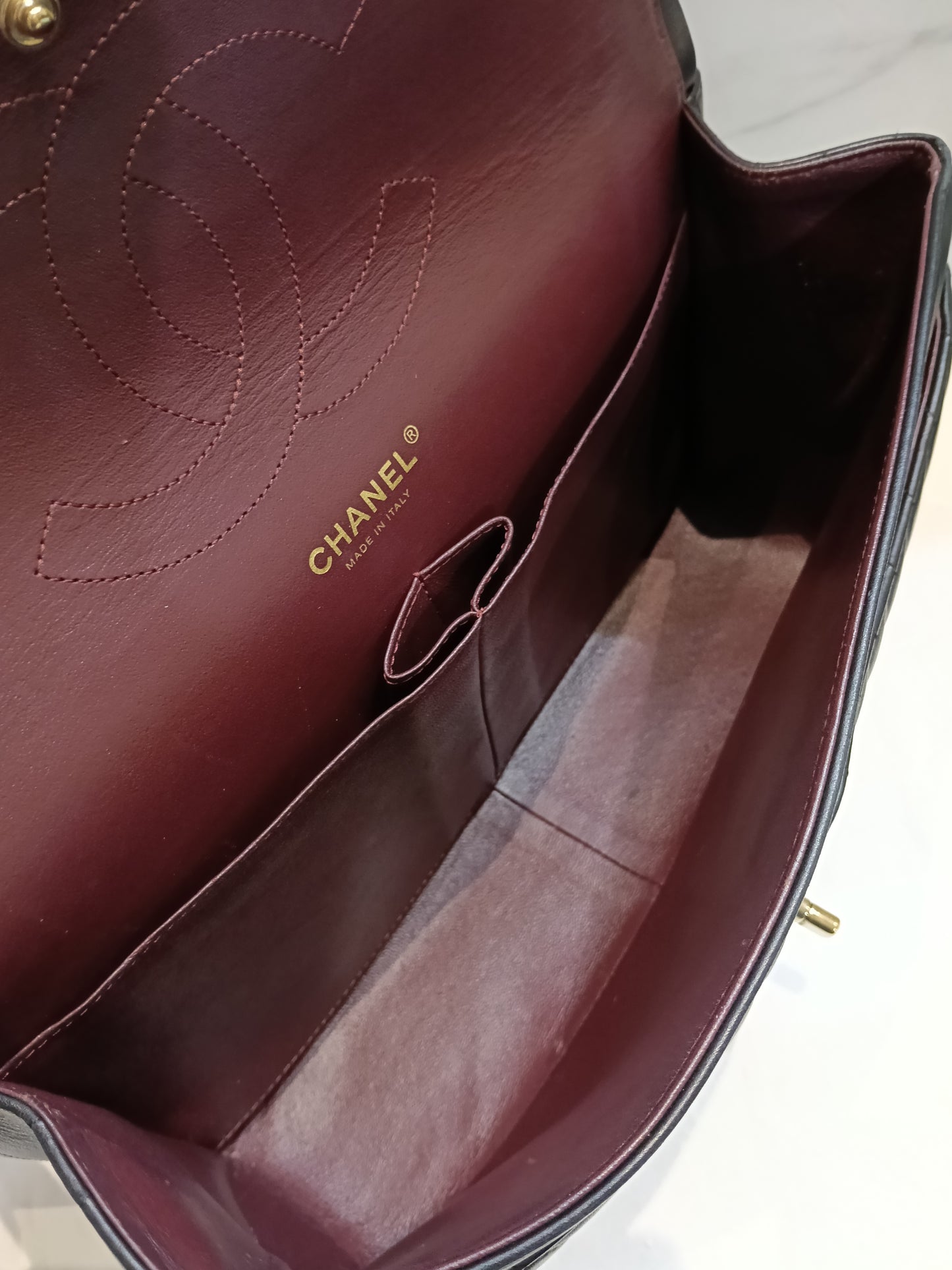 Chanel Jumbo Chevron Lamb Black GHW DF #27