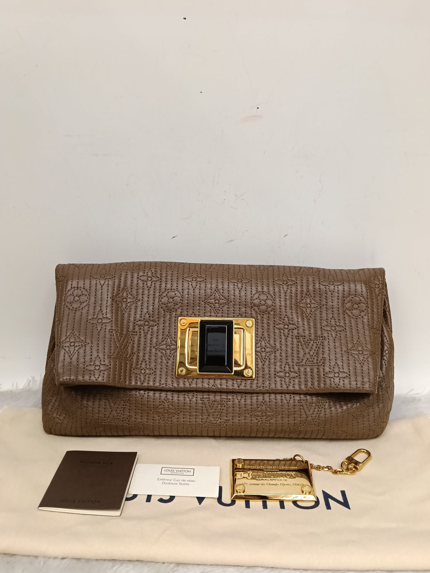 LV Altair Clutch Monogram Jacquard Brown 2012
