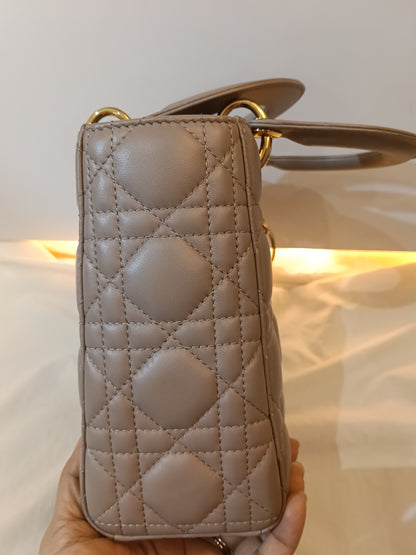 Lady Dior Small Lamb Taupe GHW 2016