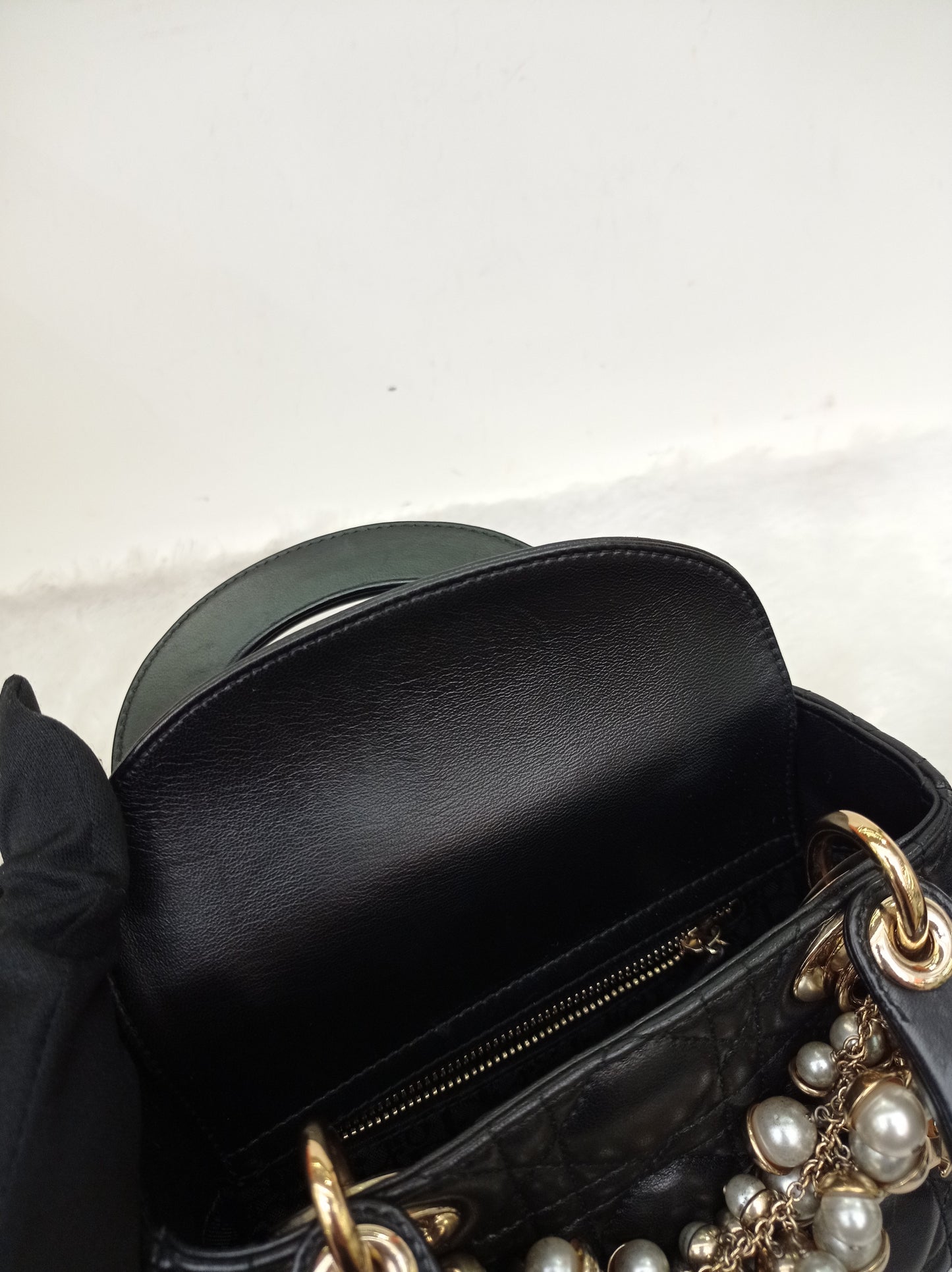 Lady Dior Mini Lamb Pearl Embellished Black GHW 2010
