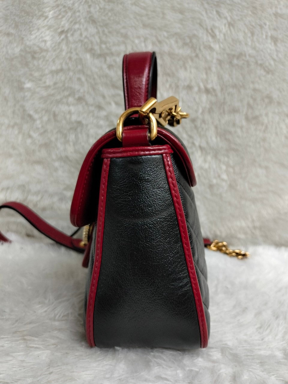 Gucci Top Handle Mini Marmont Black Red GHW 2019