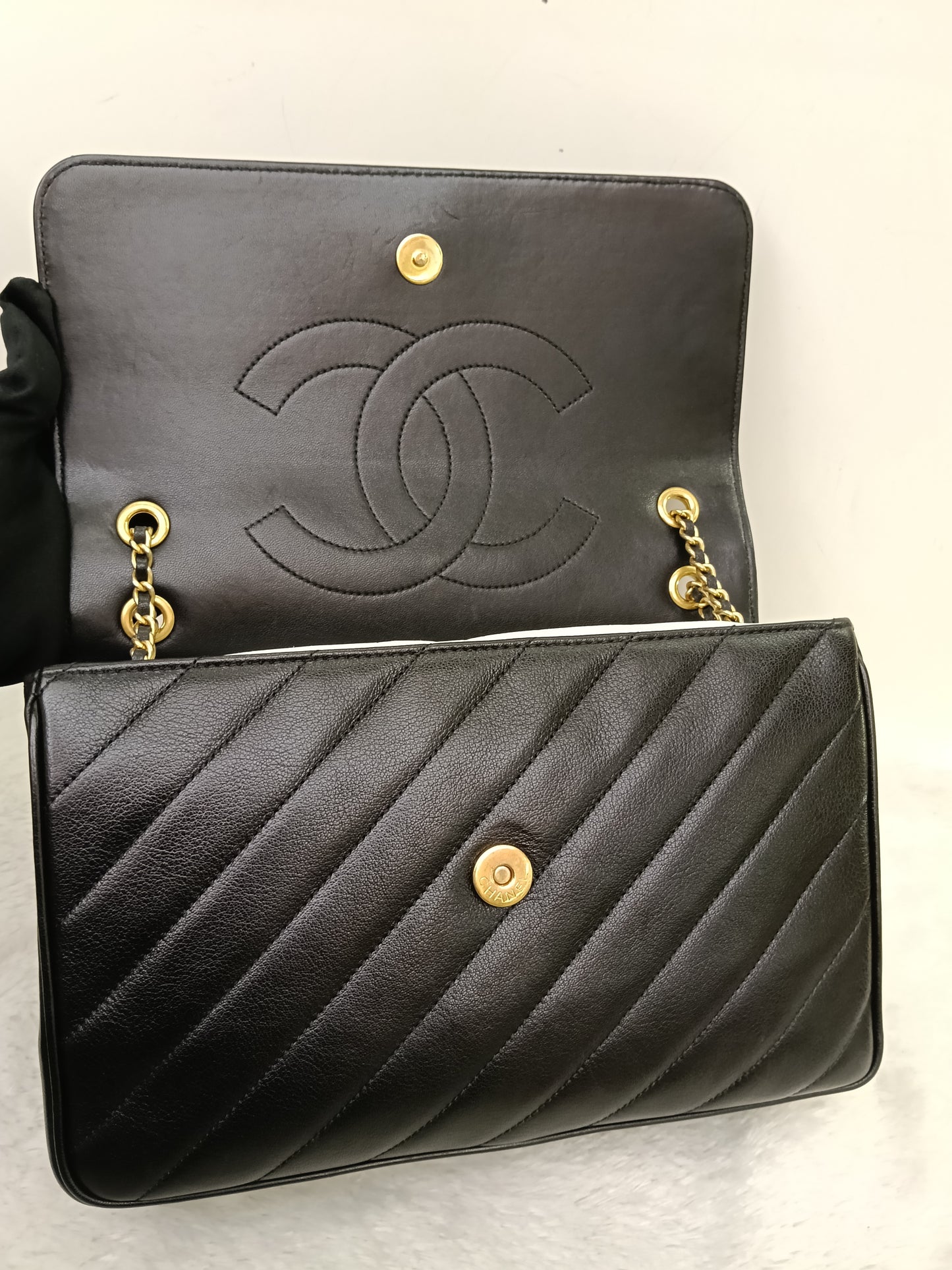 Chanel Jumbo Diagonal Flap Lamb Black GHW #21