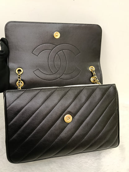 Chanel Jumbo Diagonal Flap Lamb Black GHW #21