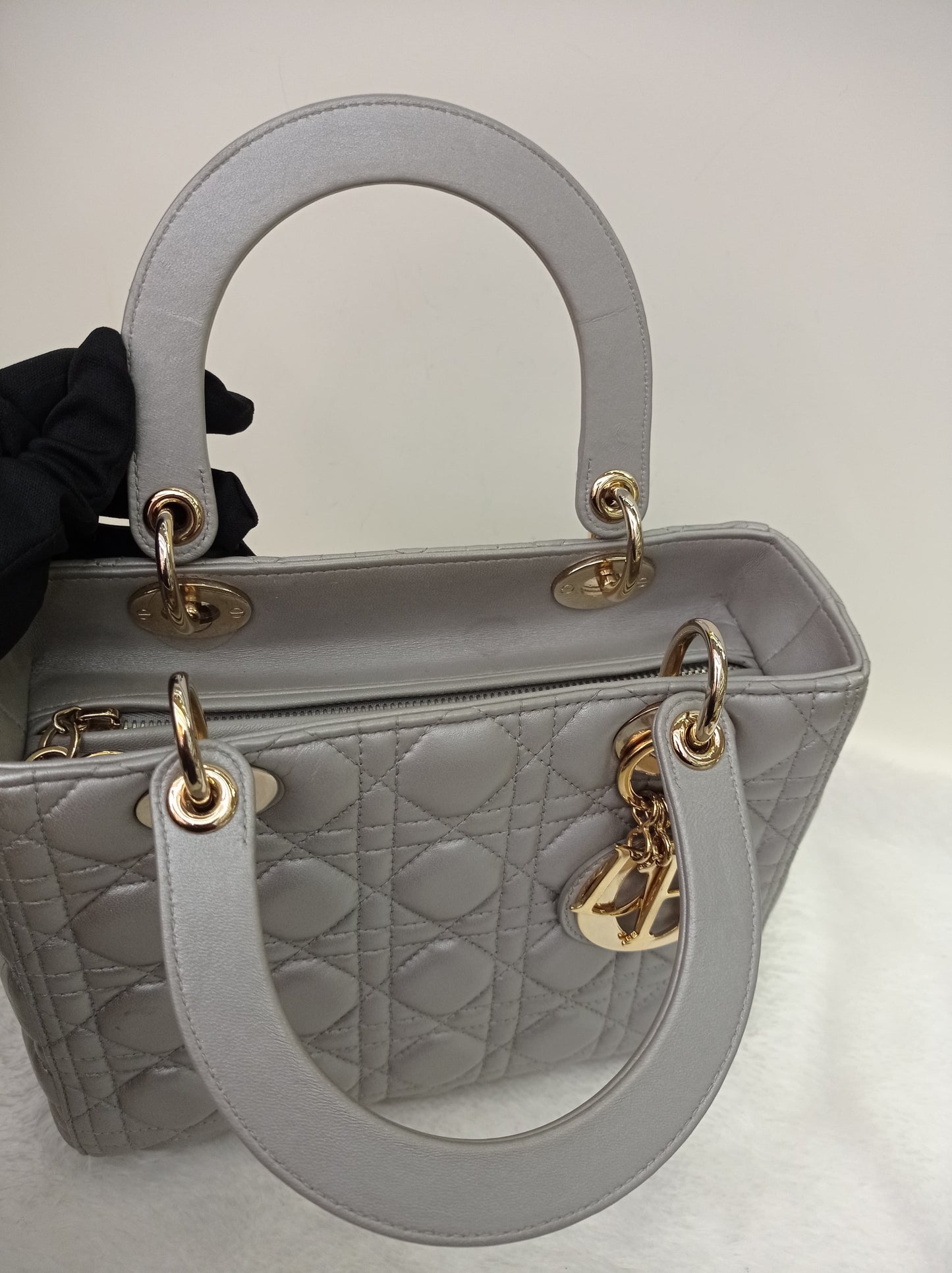 Lady Dior Medium Lamb Grey GHW