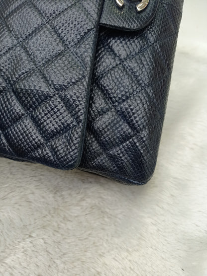 Chanel Medium Karung Snake Skin Navy SHW DF #14