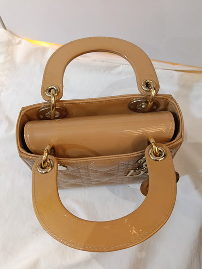 Lady Dior Mini Patent Nude GHW 2022