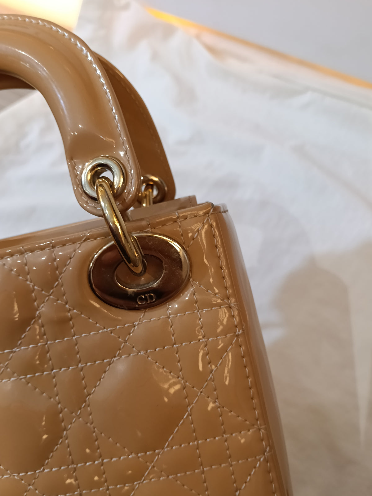 Lady Dior Mini Patent Nude GHW 2022