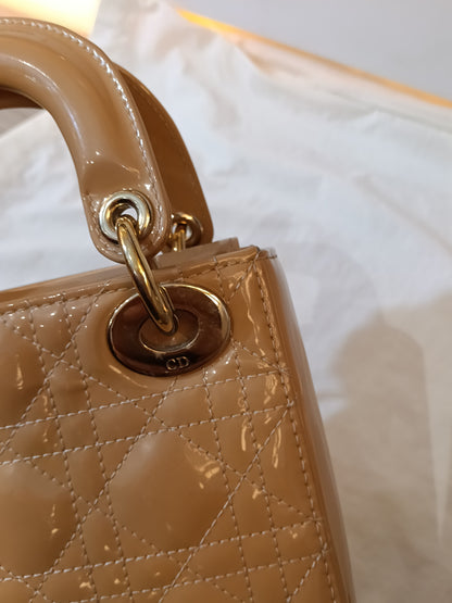 Lady Dior Mini Patent Nude GHW 2022