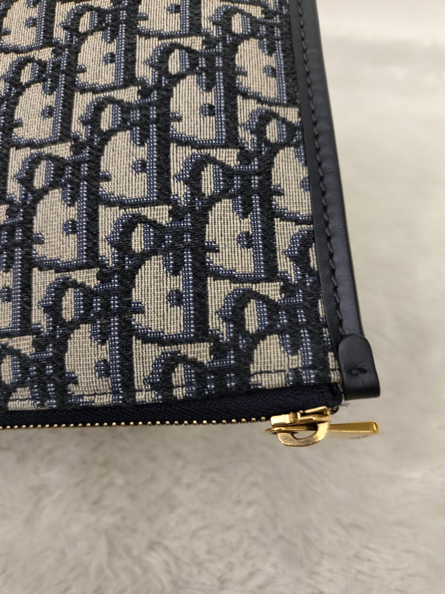 Dior Clutch Logogram Jacquard Oblique Navy GHW 2019