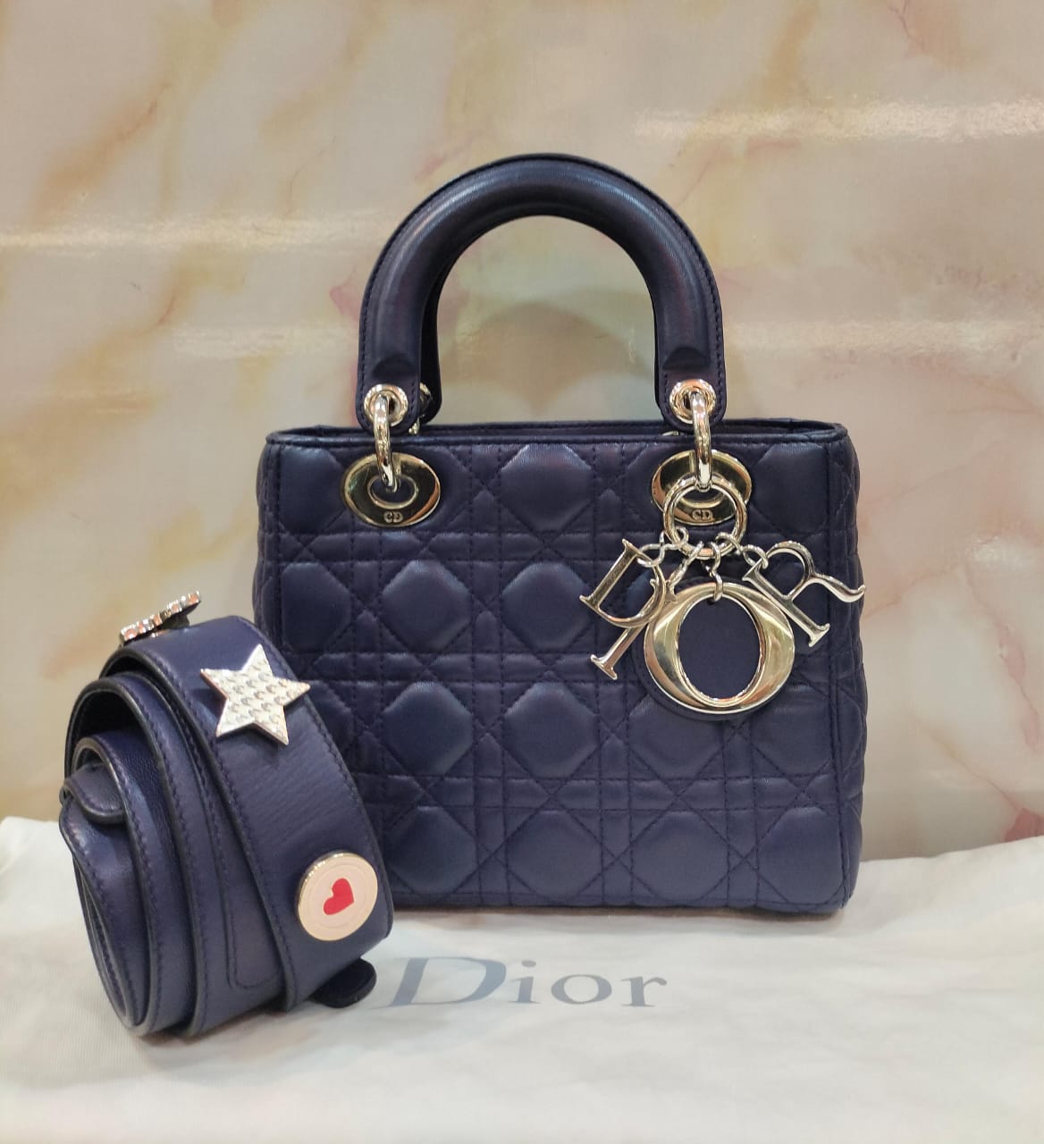 Lady Dior Small Lamb Navy SHW 2016