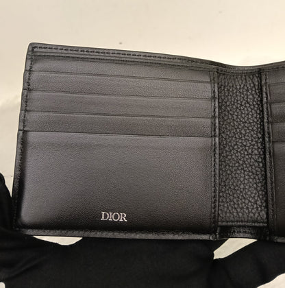 *Neverbeen Used* Dior Bifold Wallet Saddle Grained Calfskin Marquetry Black 2023