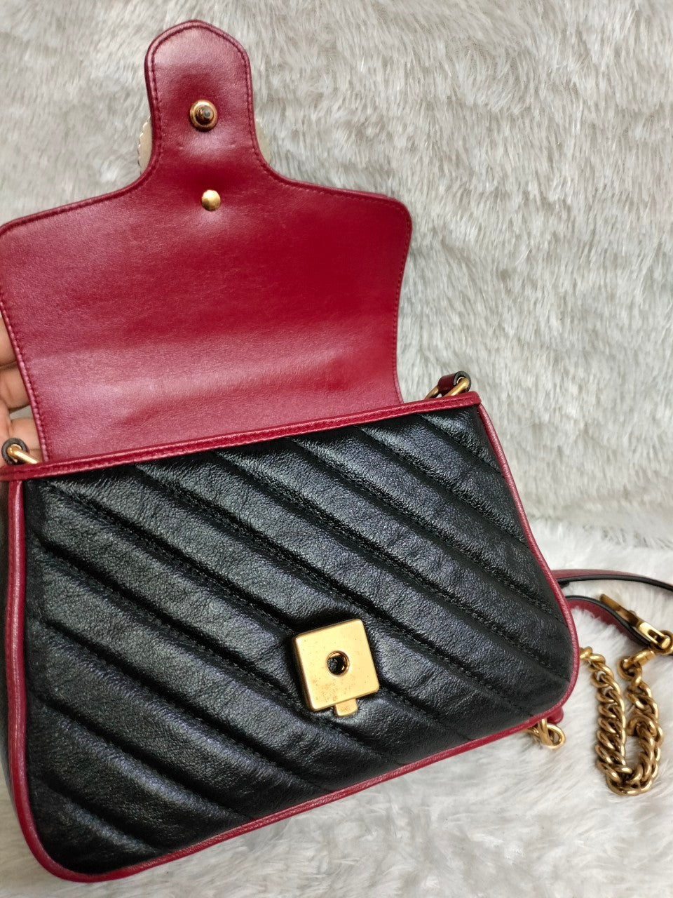 Gucci Top Handle Mini Marmont Black Red GHW 2019