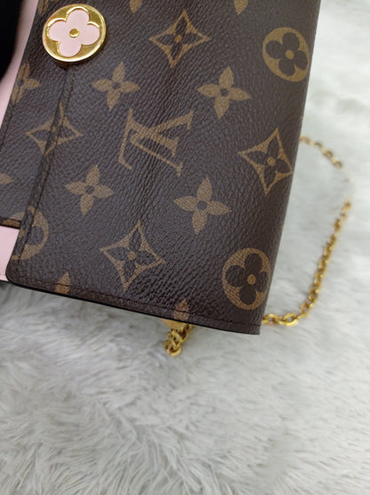 LV Flore Chain Wallet Monogram Rose Ballerine 2020