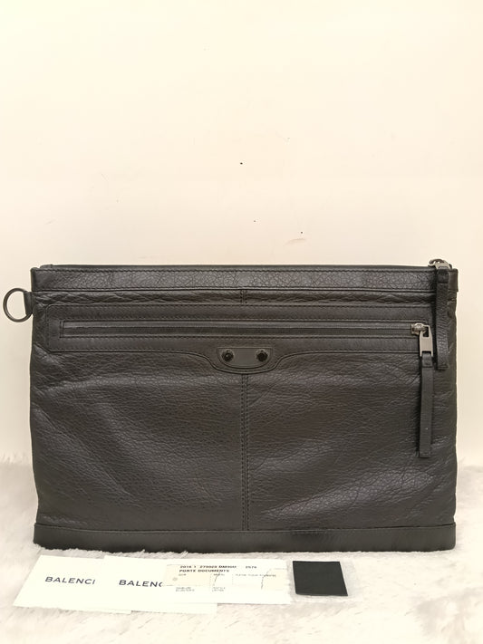 Balenciaga Clip Large Porte Documents Clutch Black SHW 2016