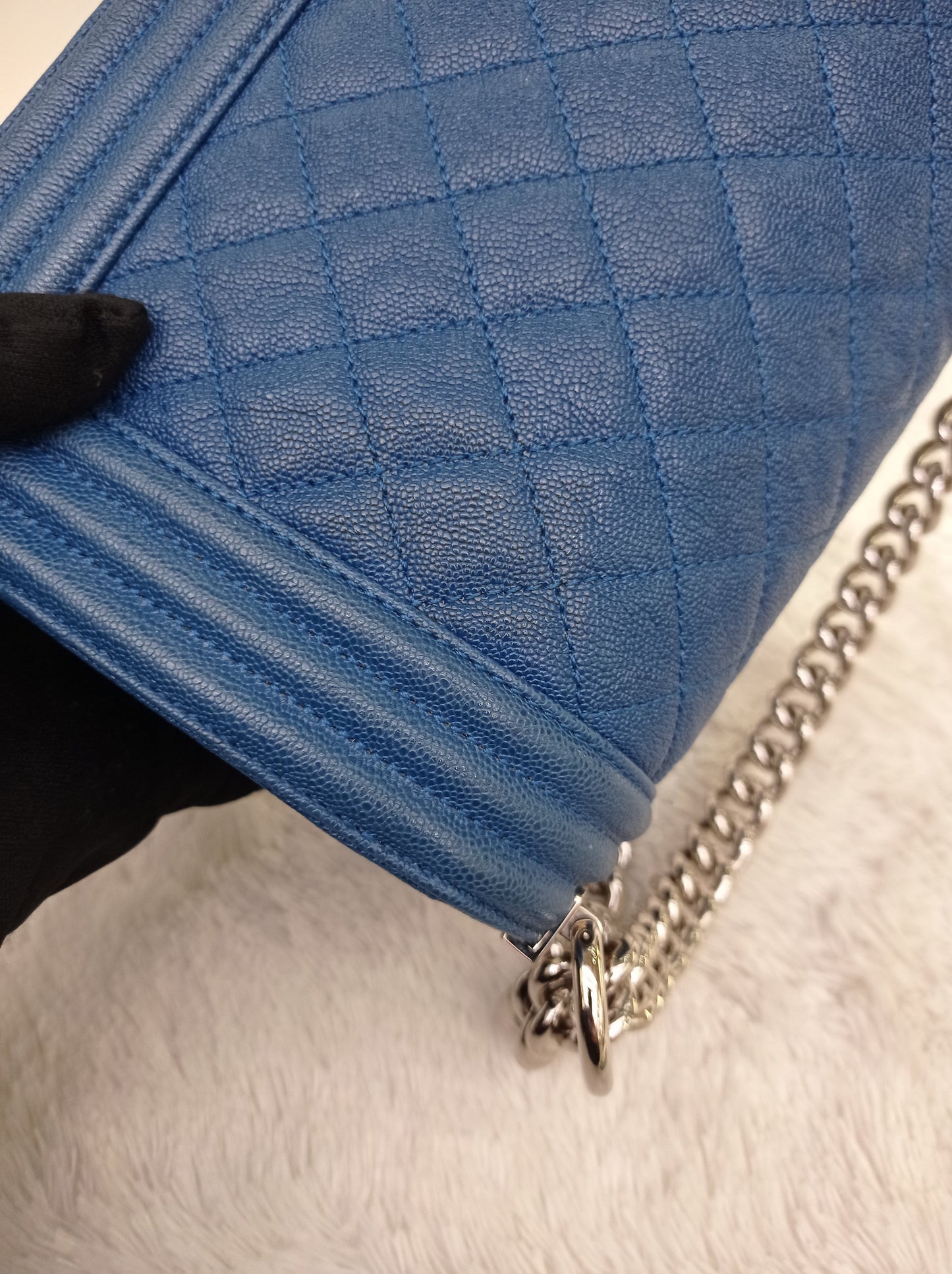 Chanel Boy 25 Caviar Blue SHW #29