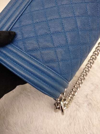 Chanel Boy 25 Caviar Blue SHW #29