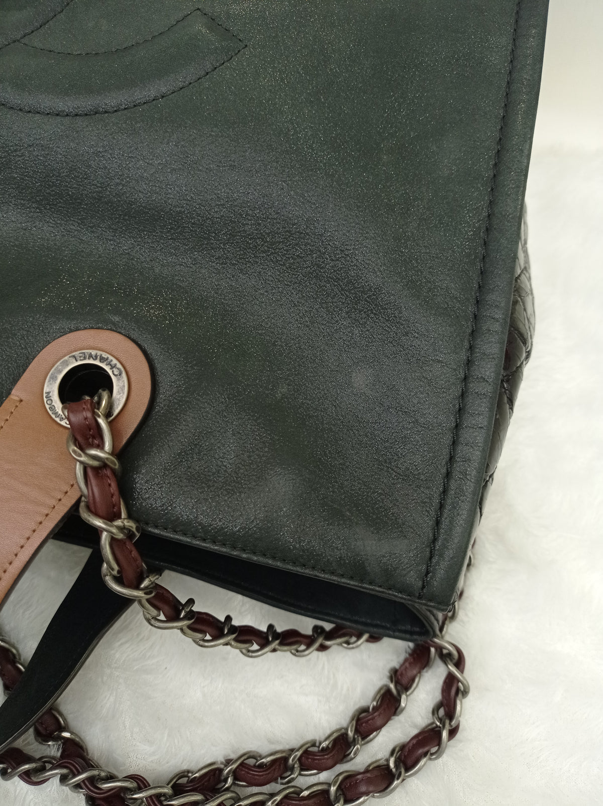 Chanel In The Mix Timeless Shopping Tote Iridescent Calfskin Black RHW #14