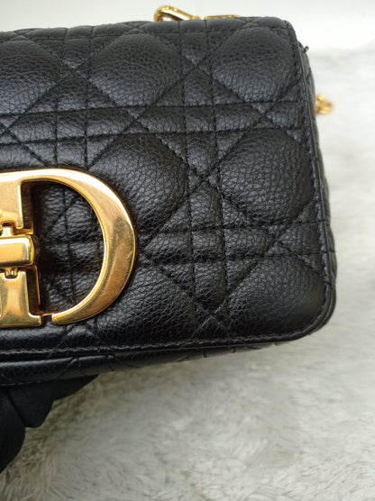 Dior Caro Small Supple Cannage Black GHW 2022