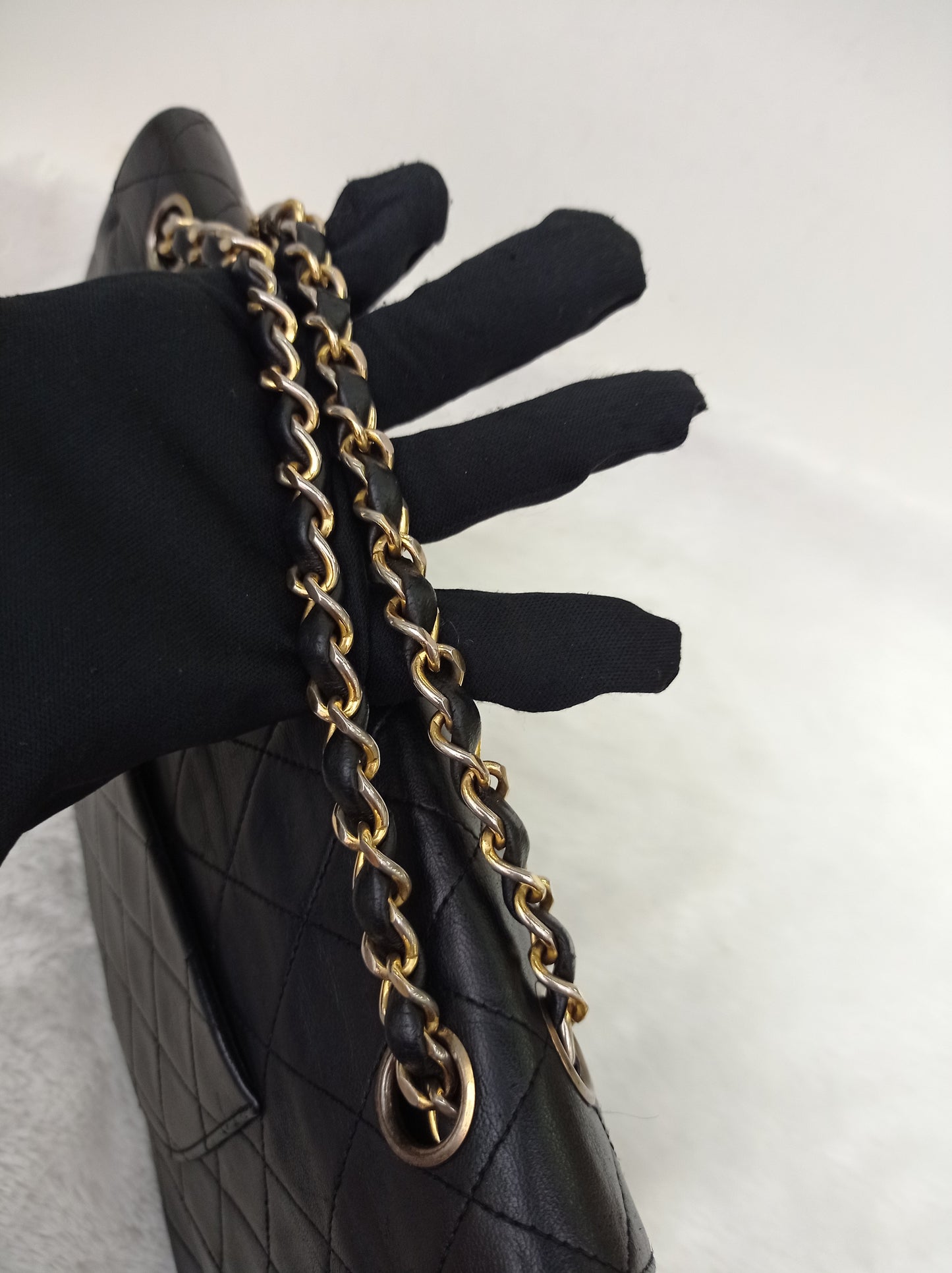 Chanel Medium Lamb Black Vintage GHW DF #0