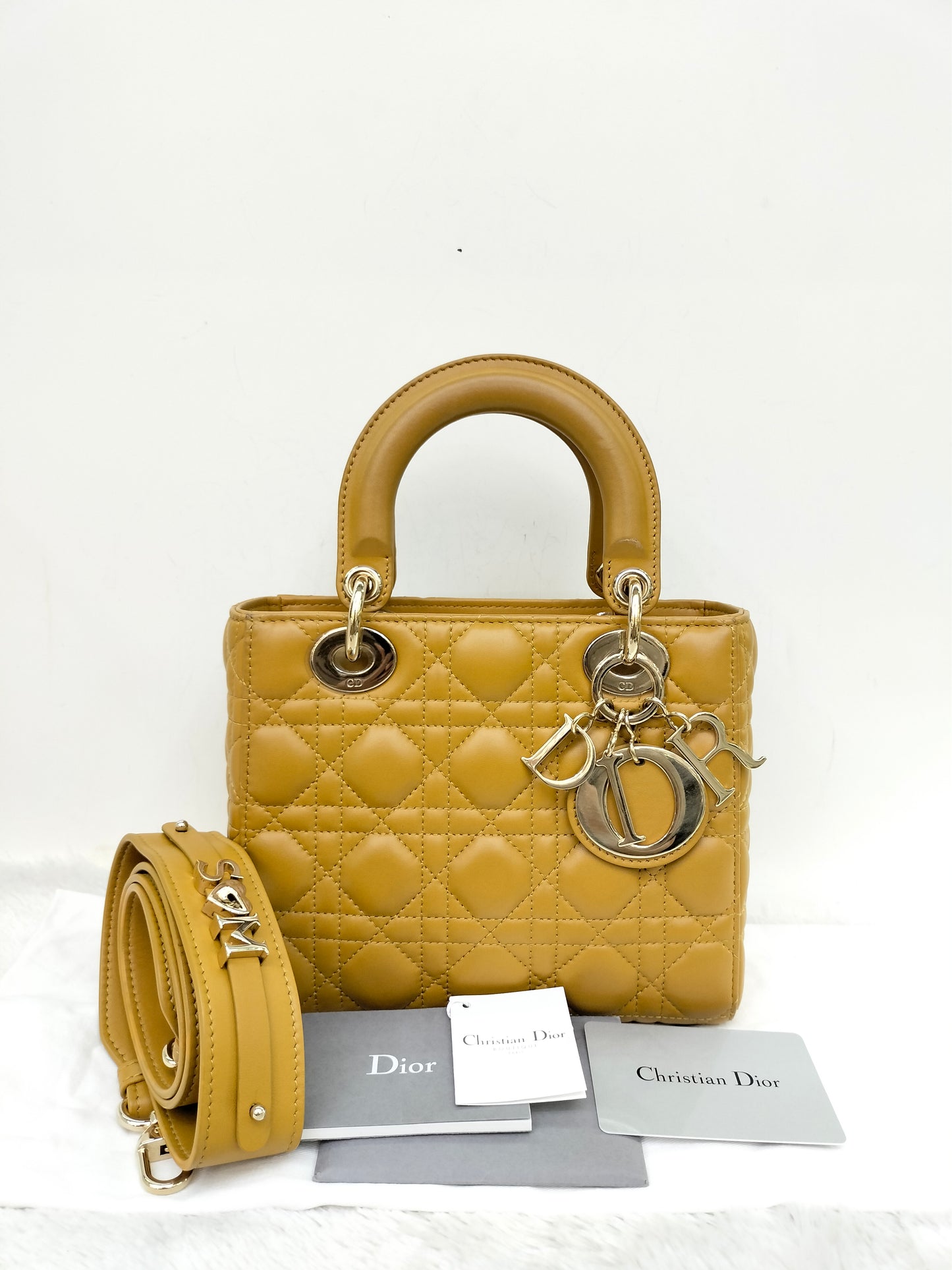 Lady Dior Small Amber Yellow GHW 2019