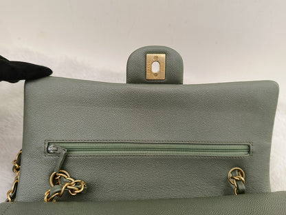 Chanel Medium Caviar Light Green GHW DF #25