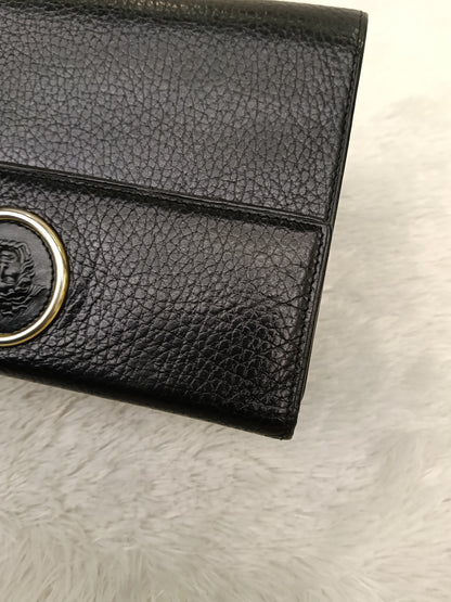 Gianni Versace Medusa Trifold Wallet Grained Black GHW