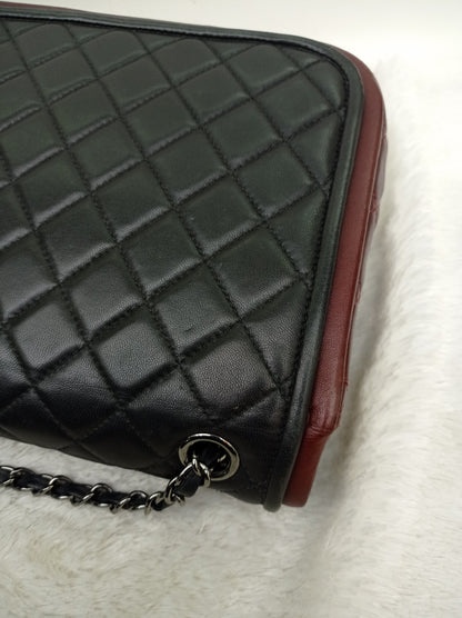 Chanel Twist Flap Large Lamb Black Burgundy SHW #18