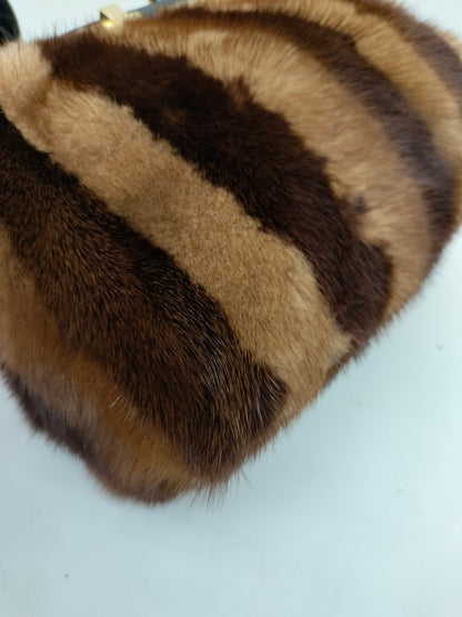 Fendi Peekaboo Mini Fur Black Brown GHW